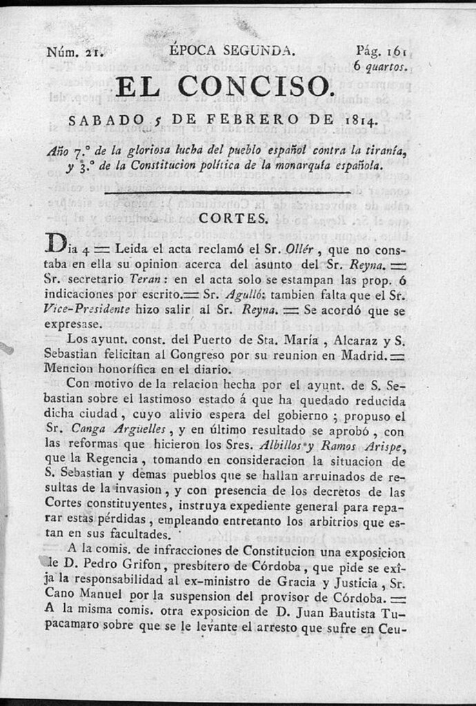 Miniatura de El Conciso del 5 de febrero de 1814