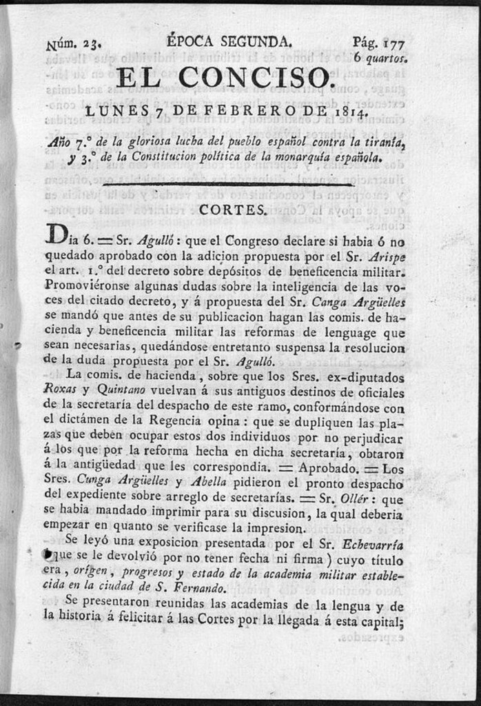 Miniatura de El Conciso del 7 de febrero de 1814