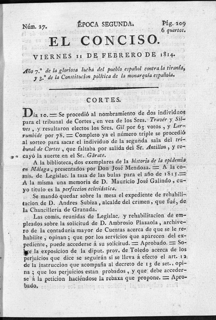 Miniatura de El Conciso del 11 de febrero de 1814