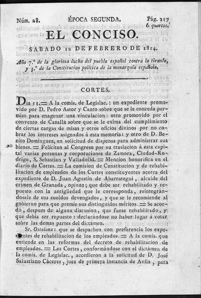 Miniatura de El Conciso del 12 de febrero de 1814