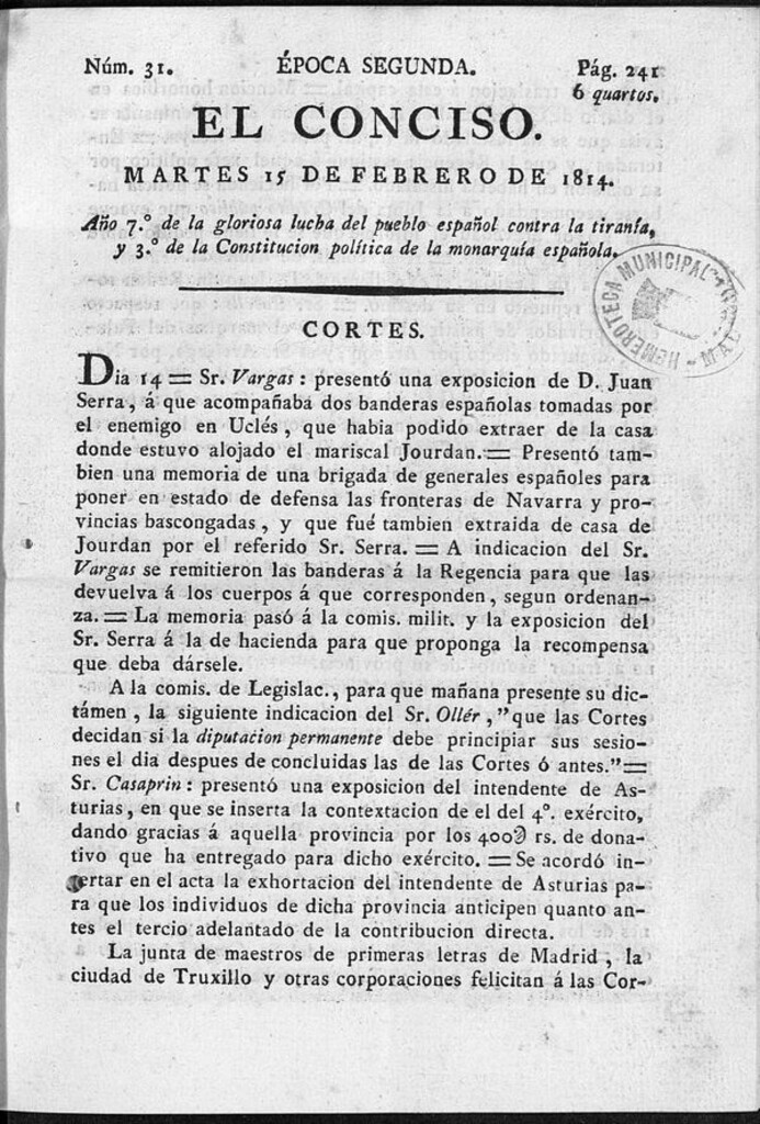 Miniatura de El Conciso del 15 de febrero de 1814