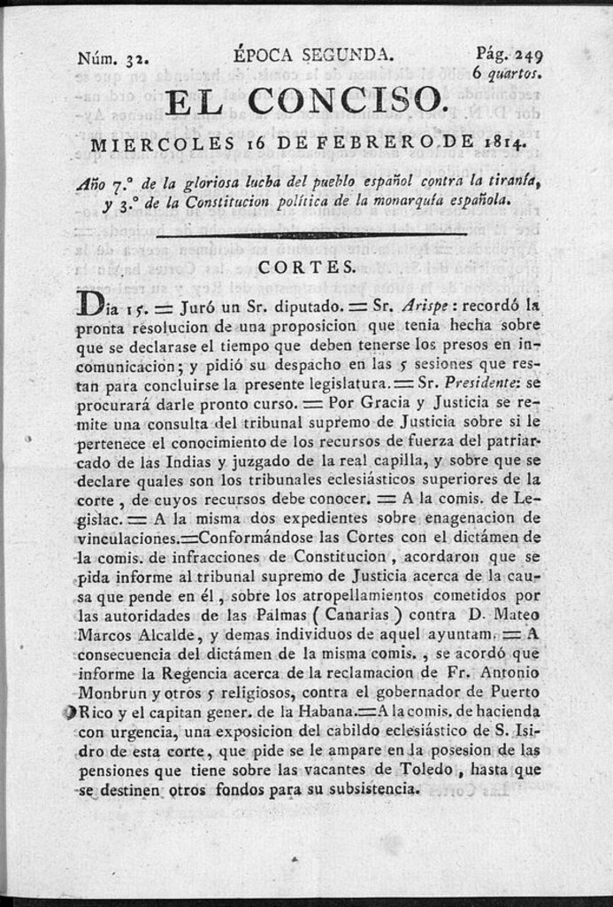 Miniatura de El Conciso del 16 de febrero de 1814