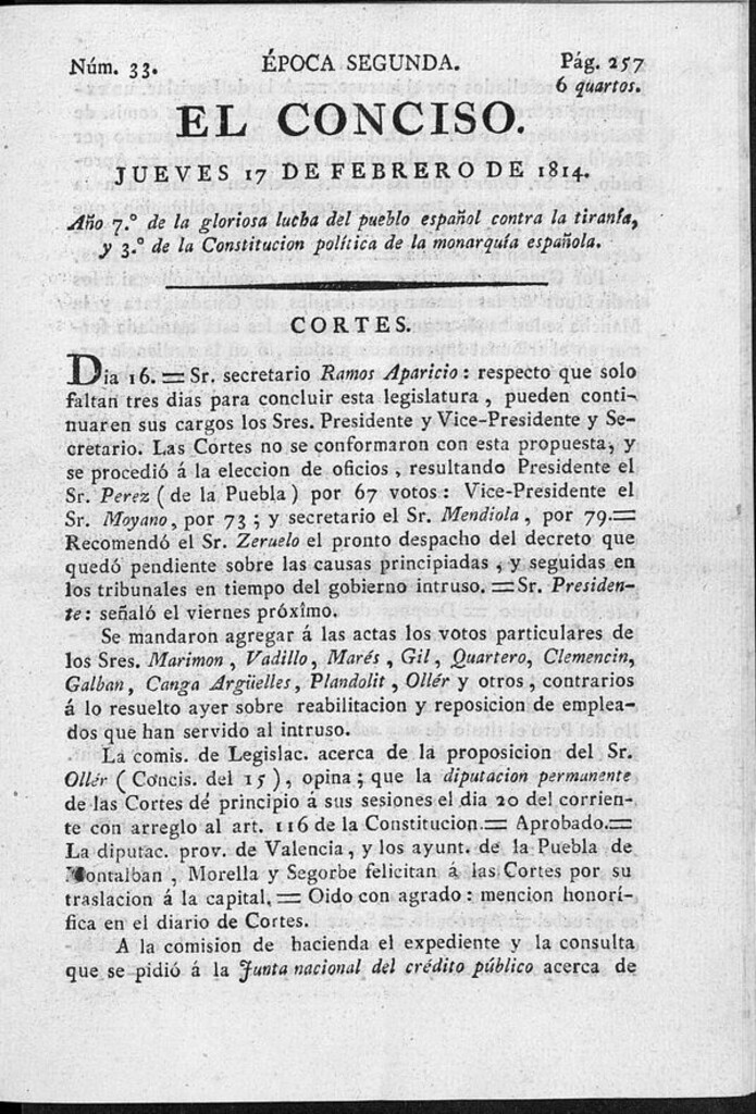 Miniatura de El Conciso del 17 de febrero de 1814