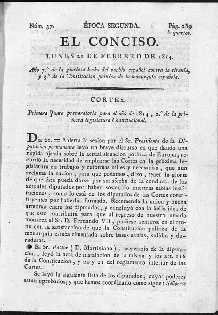 Miniatura de El Conciso del 21 de febrero de 1814