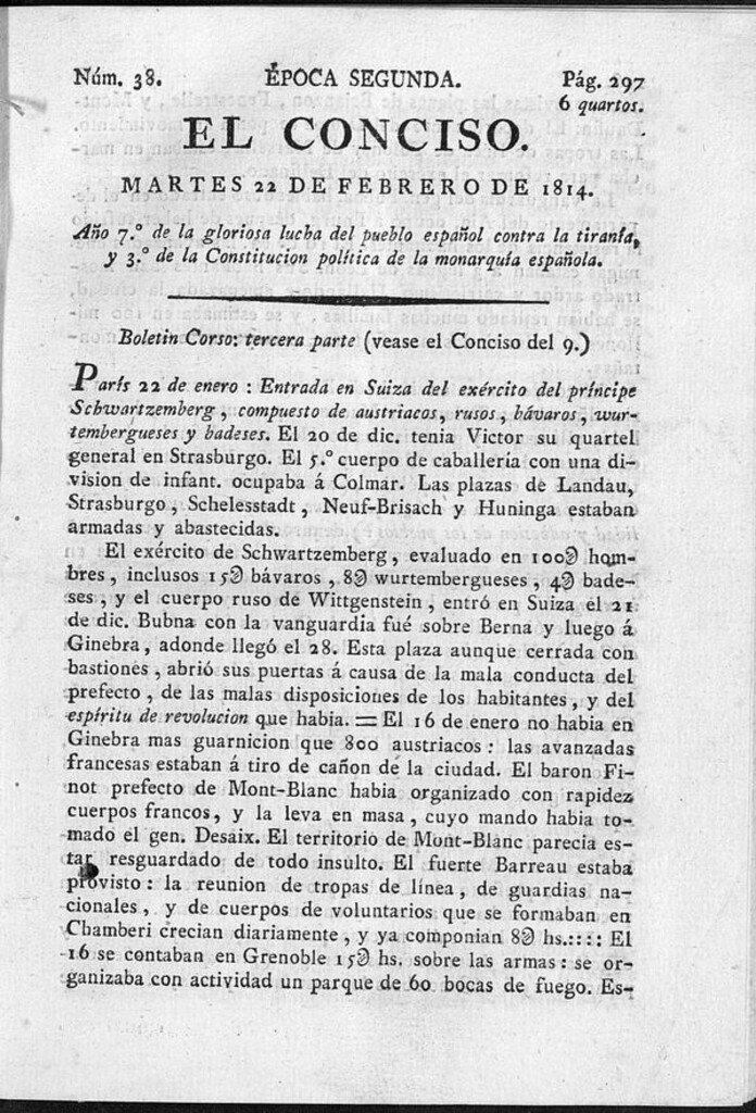Miniatura de El Conciso del 22 de febrero de 1814