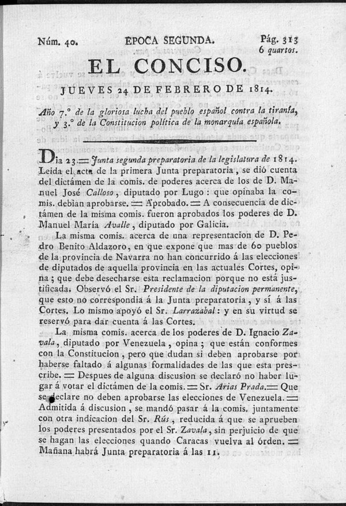 Miniatura de El Conciso del 24 de febrero de 1814