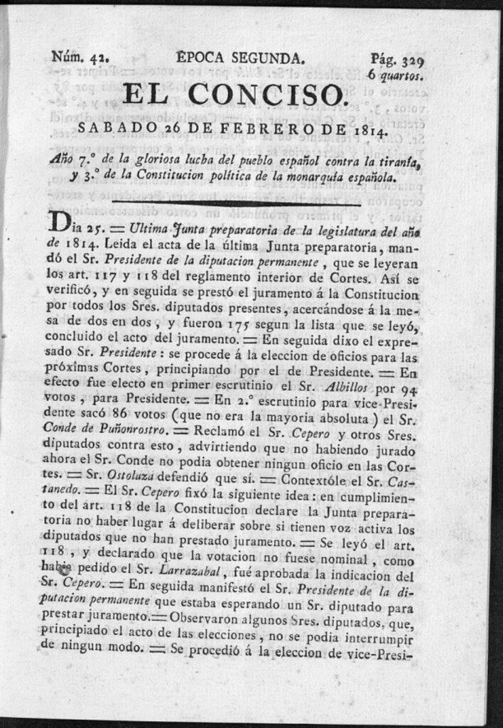 Miniatura de El Conciso del 26 de febrero de 1814