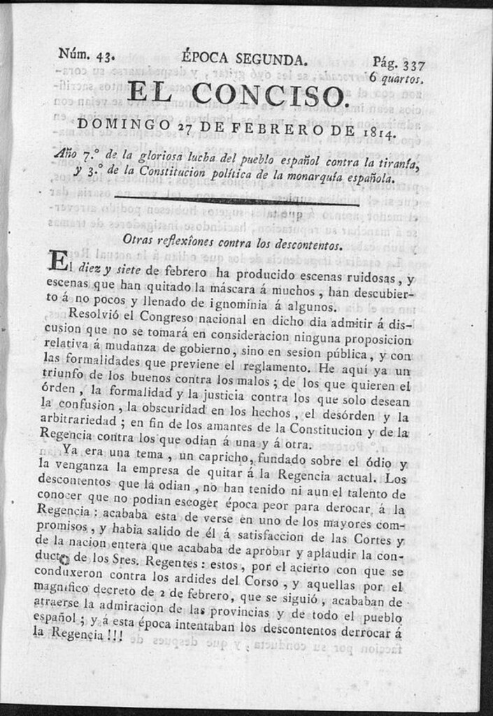 Miniatura de El Conciso del 27 de febrero de 1814