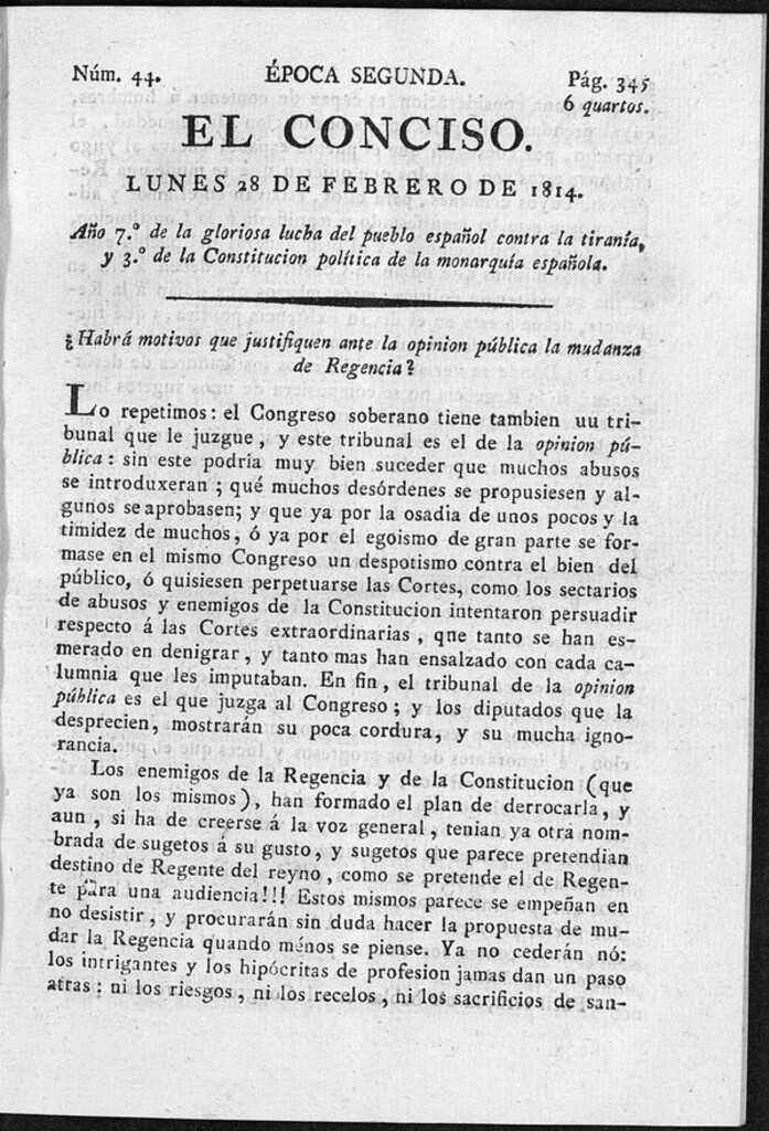 Miniatura de El Conciso del 28 de febrero de 1814