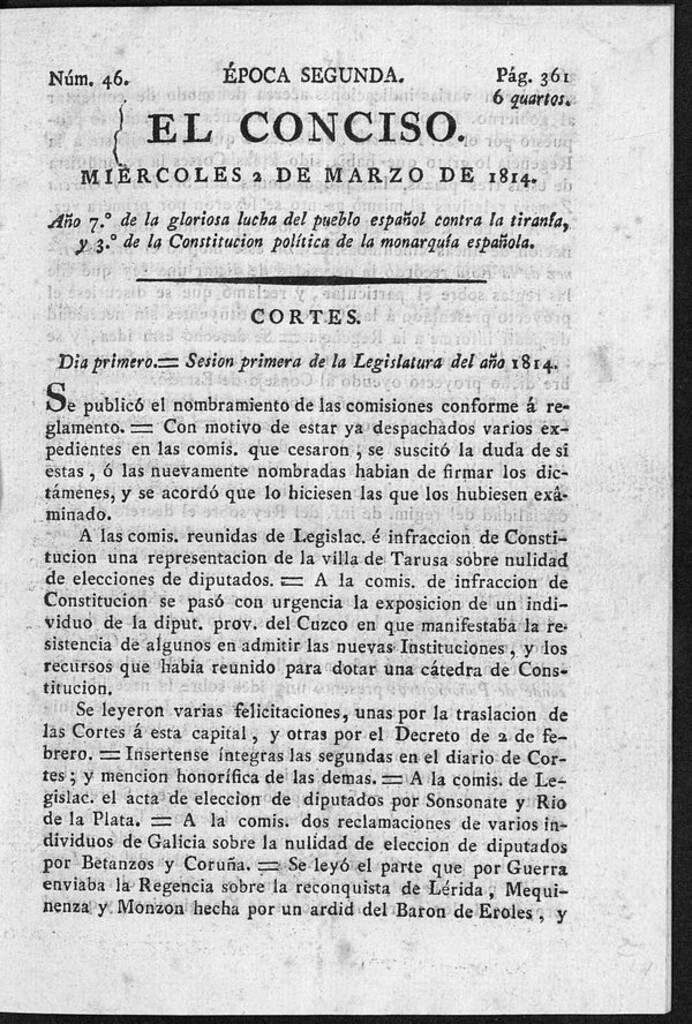 Miniatura de El Conciso del 2 de marzo de 1814