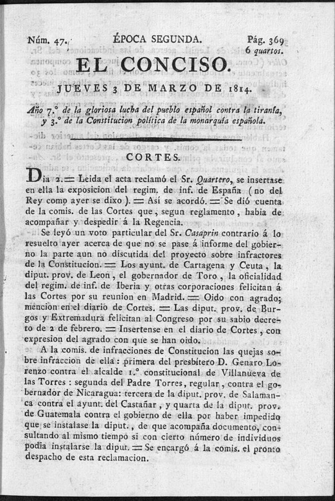 Miniatura de El Conciso del 3 de marzo de 1814