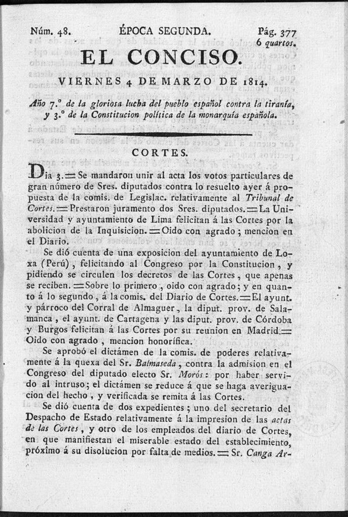 Miniatura de El Conciso del 4 de marzo de 1814