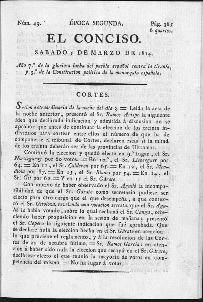 Miniatura de El Conciso del 5 de marzo de 1814