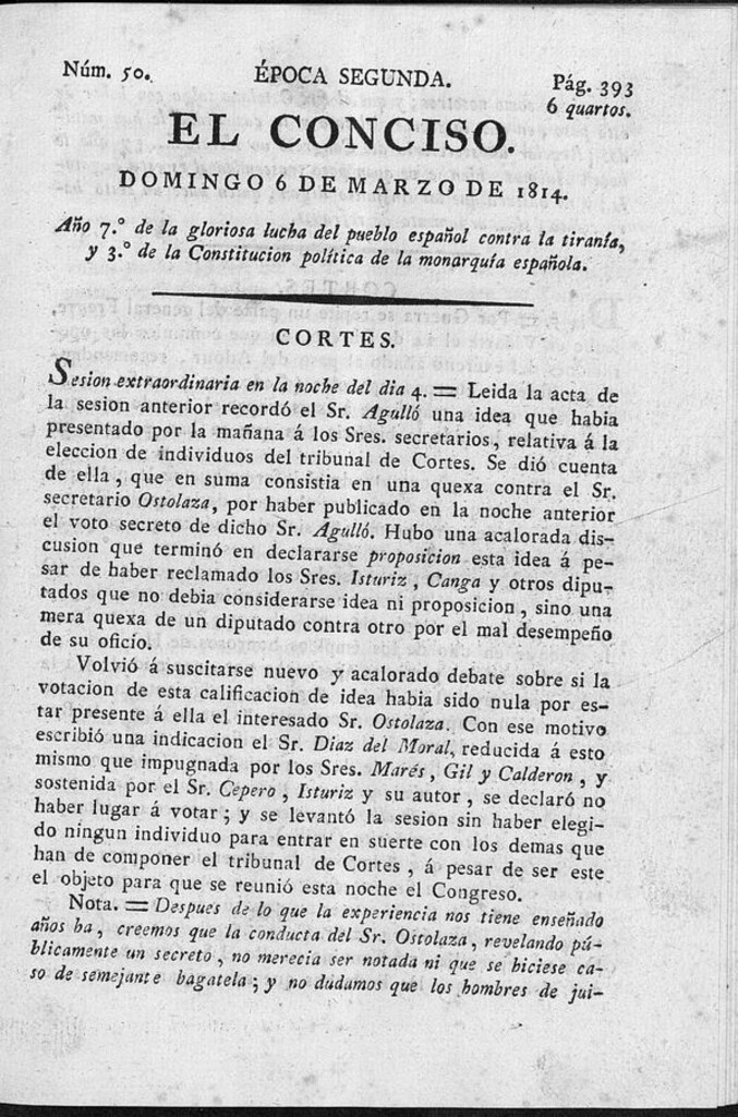 Miniatura de El Conciso del 6 de marzo de 1814