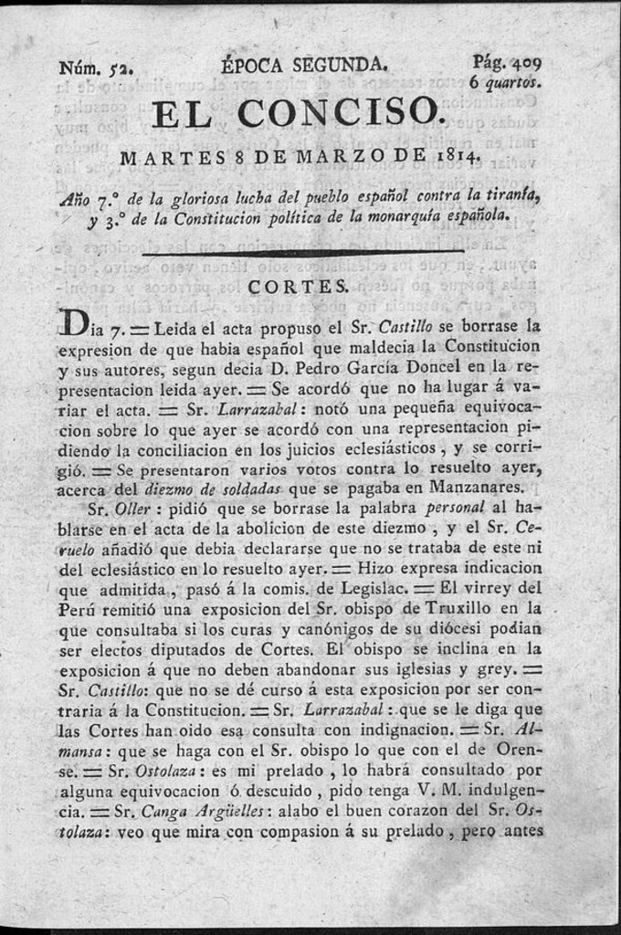 Miniatura de El Conciso del 8 de marzo de 1814