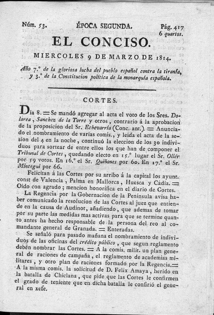 Miniatura de El Conciso del 9 de marzo de 1814