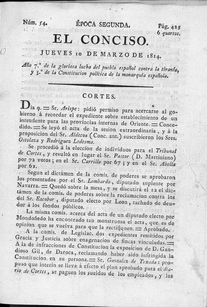 Miniatura de El Conciso del 10 de marzo de 1814