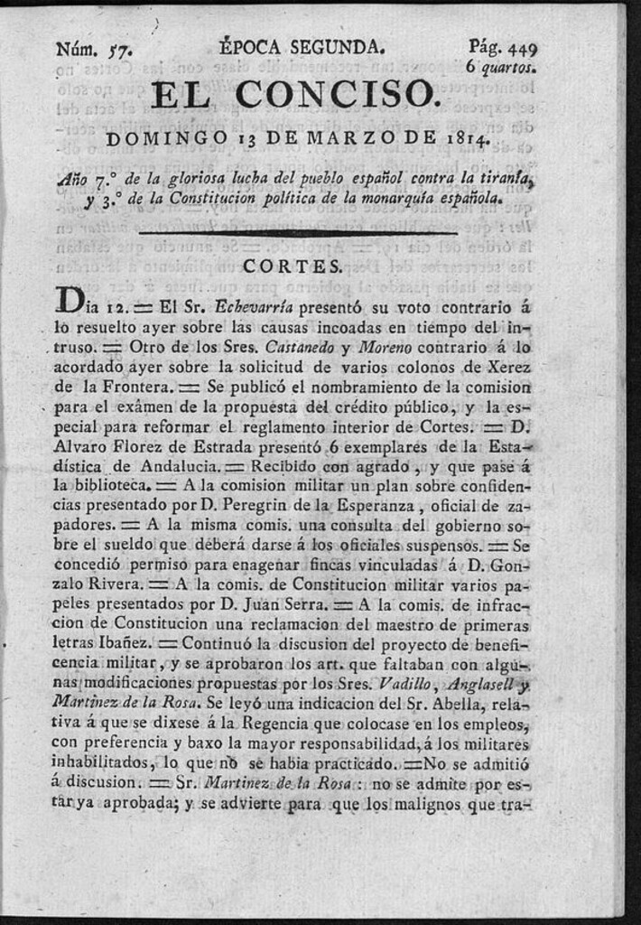 Miniatura de El Conciso del 13 de marzo de 1814