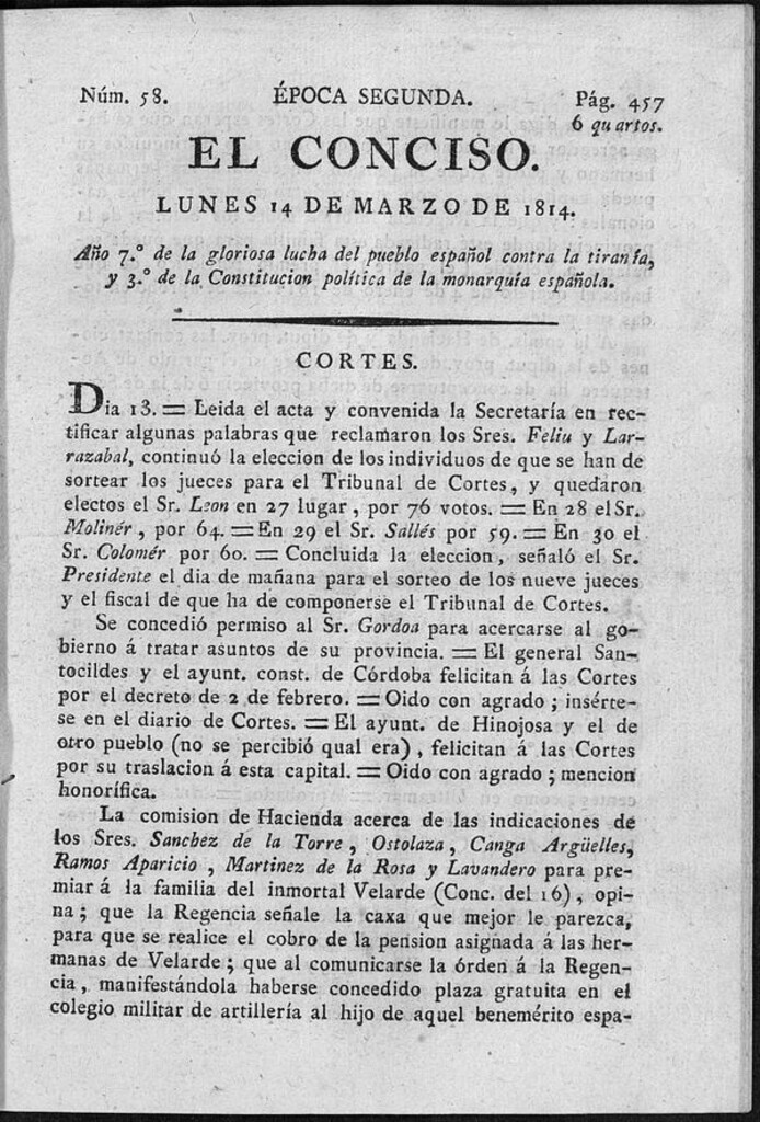 Miniatura de El Conciso del 14 de marzo de 1814