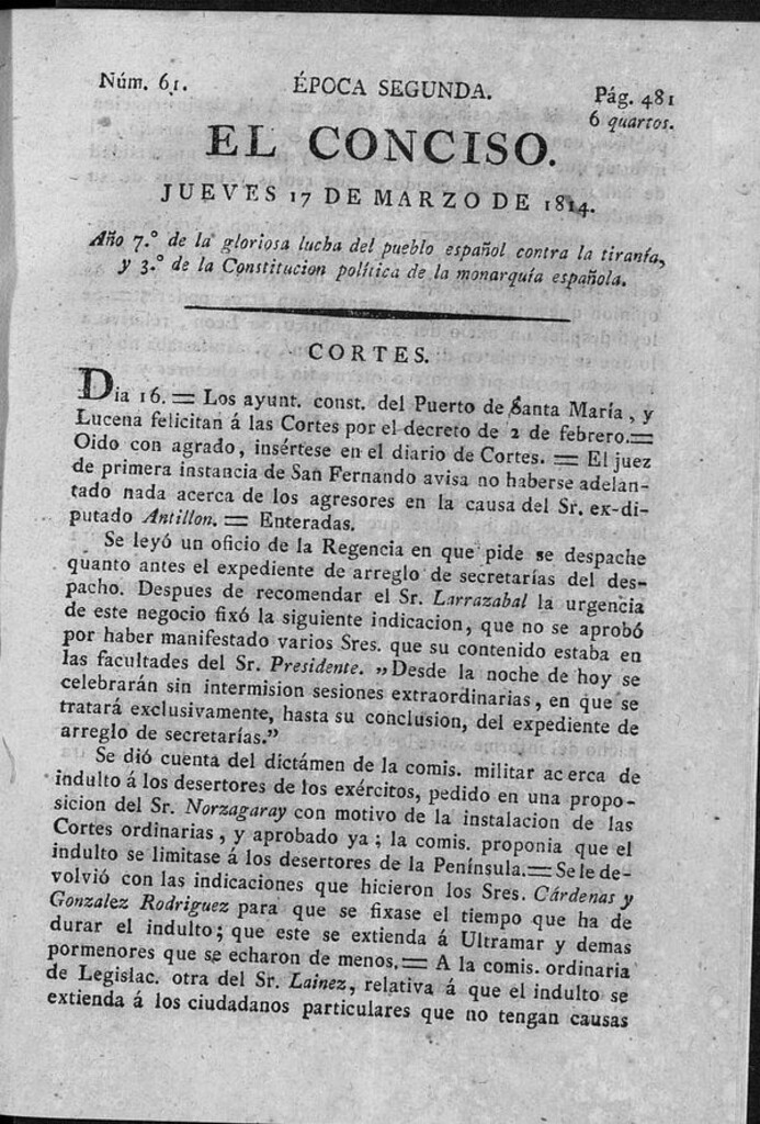 Miniatura de El Conciso del 17 de marzo de 1814