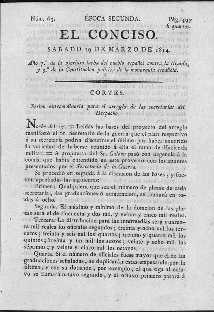 Miniatura de El Conciso del 19 de marzo de 1814