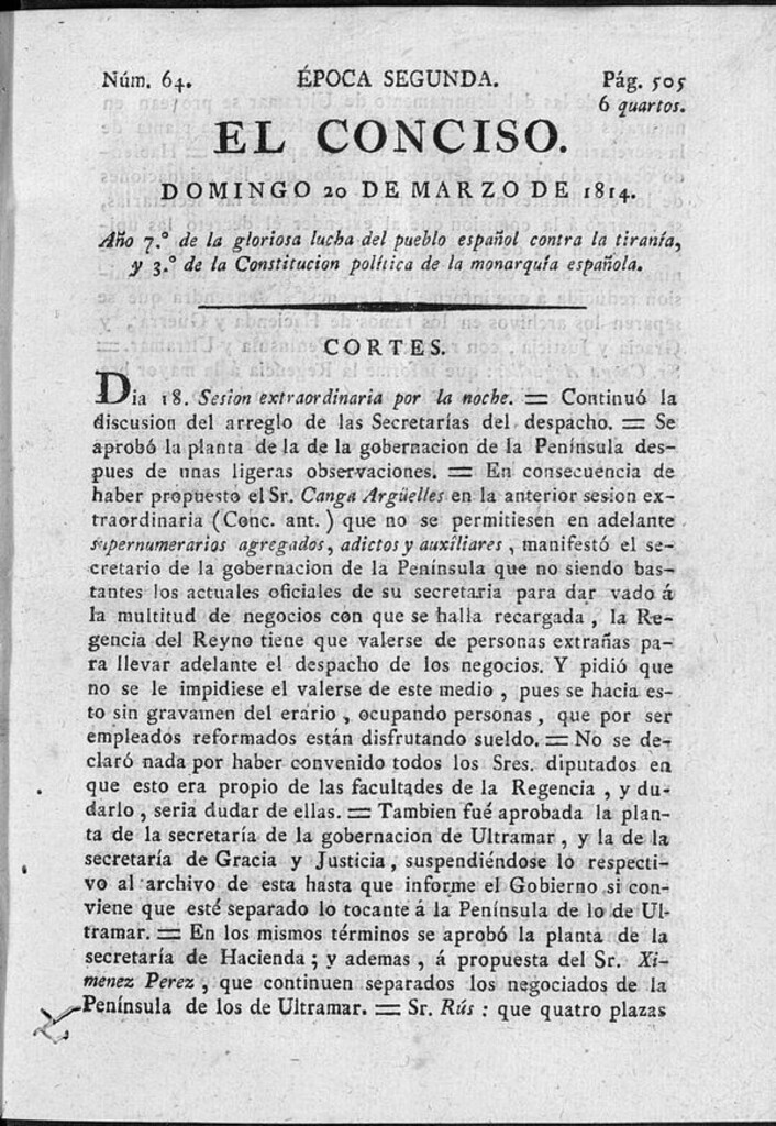 Miniatura de El Conciso del 20 de marzo de 1814