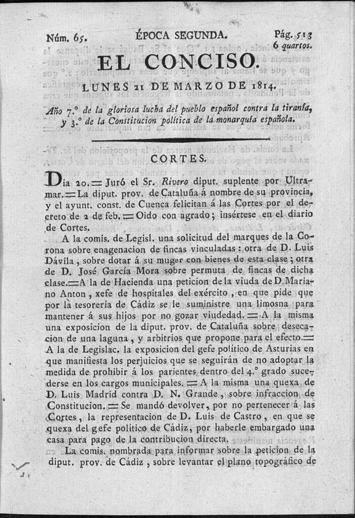 Miniatura de El Conciso del 21 de marzo de 1814