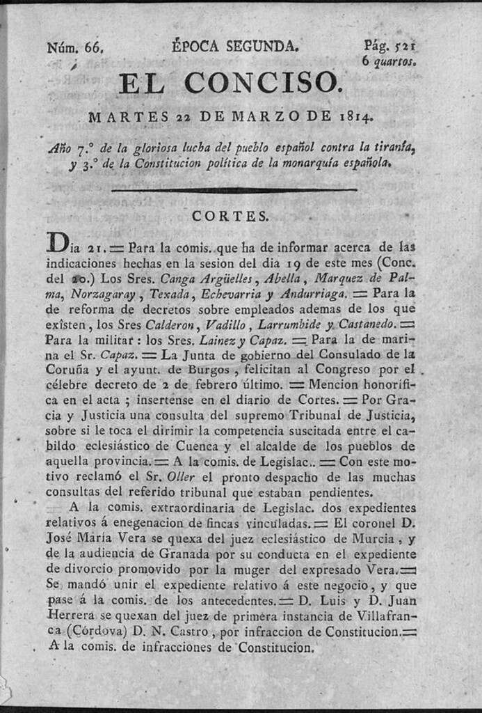 Miniatura de El Conciso del 22 de marzo de 1814