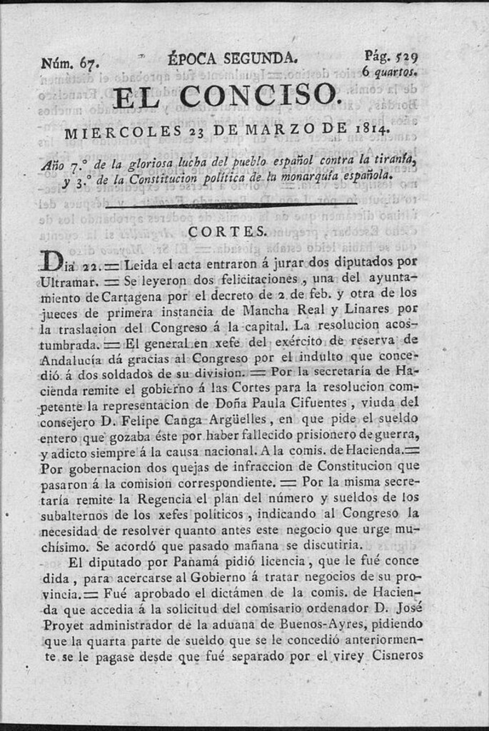 Miniatura de El Conciso del 23 de marzo de 1814
