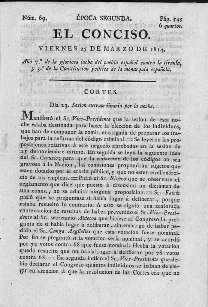 Miniatura de El Conciso del 25 de marzo de 1814