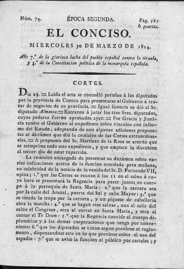 Miniatura de El Conciso del 30 de marzo de 1814