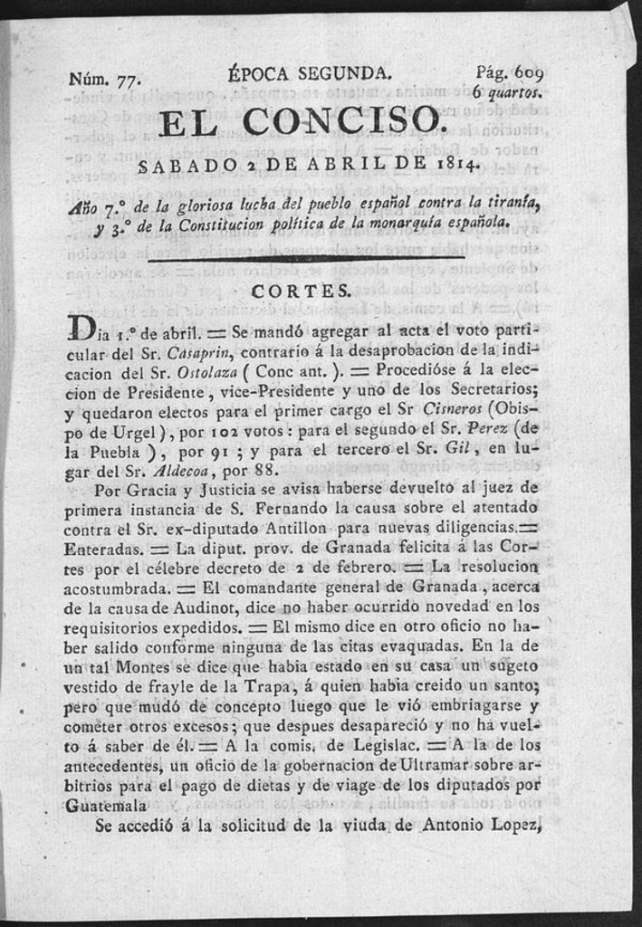 Miniatura de El Conciso del 2 de abril de 1814