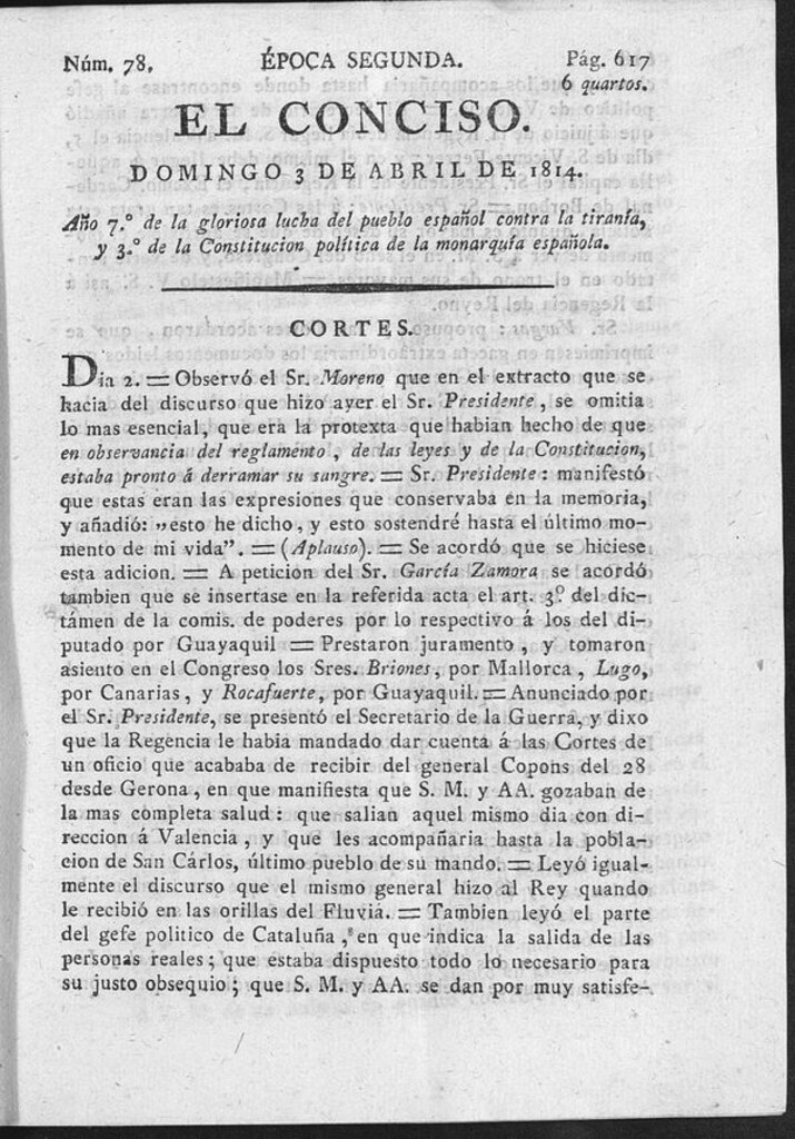 Miniatura de El Conciso del 3 de abril de 1814