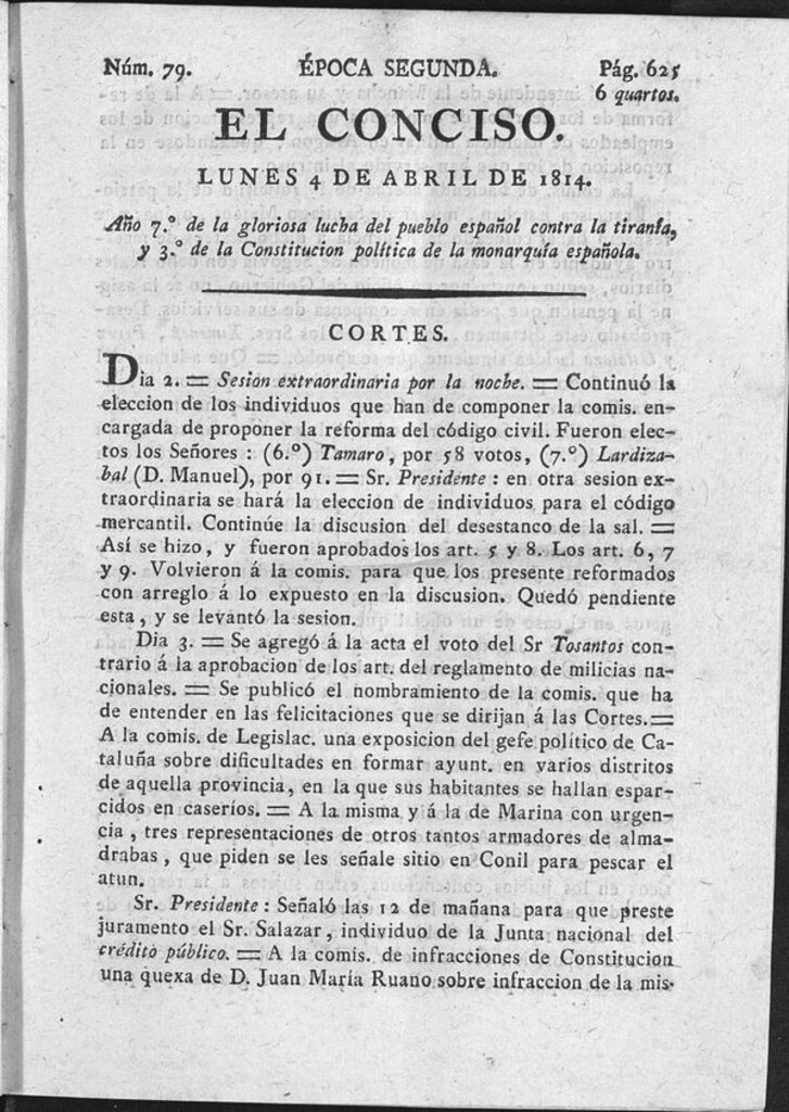 Miniatura de El Conciso del 4 de abril de 1814