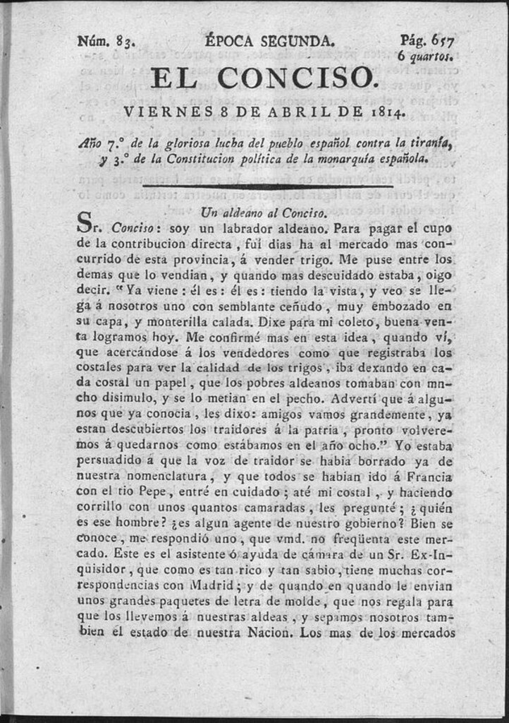 Miniatura de El Conciso del 8 de abril de 1814