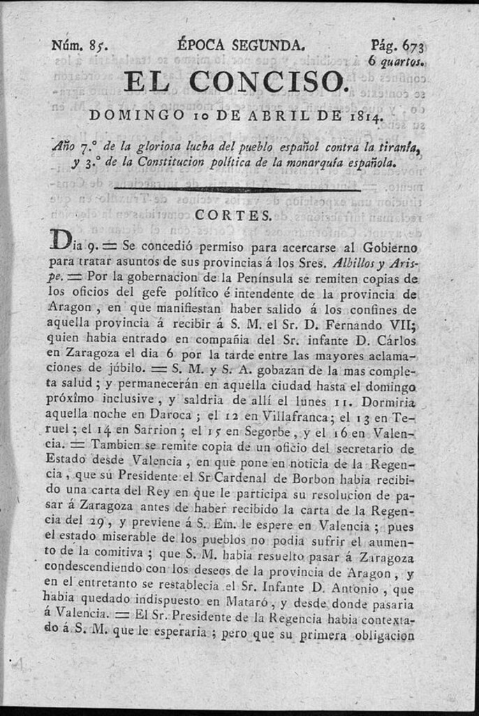 Miniatura de El Conciso del 10 de abril de 1814