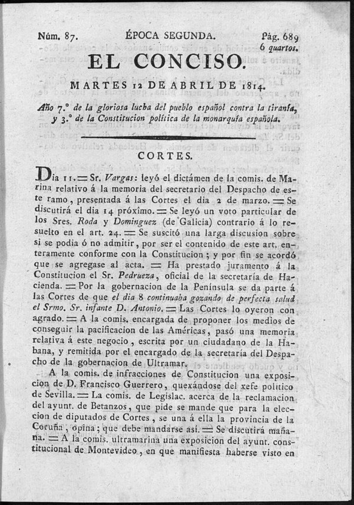 Miniatura de El Conciso del 12 de abril de 1814