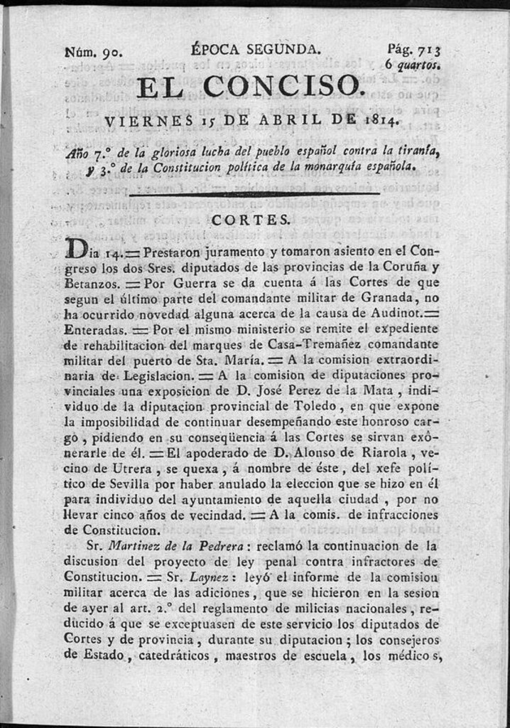 Miniatura de El Conciso del 15 de abril de 1814