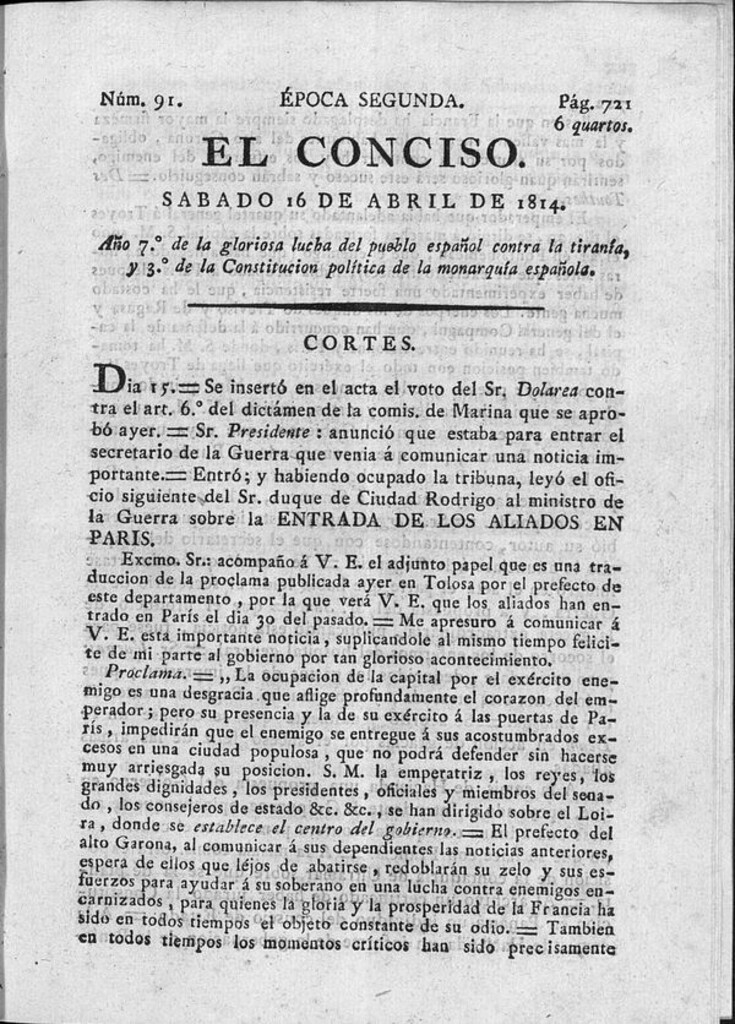 Miniatura de El Conciso del 16 de abril de 1814