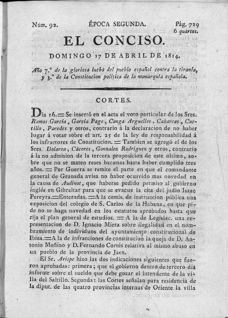 Miniatura de El Conciso del 17 de abril de 1814