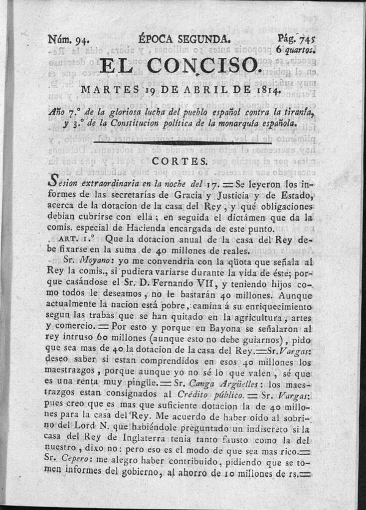 Miniatura de El Conciso del 19 de abril de 1814