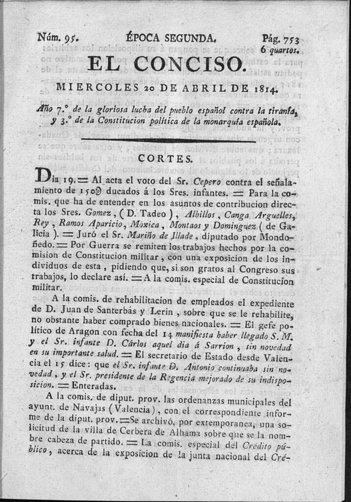 Miniatura de El Conciso del 20 de abril de 1814