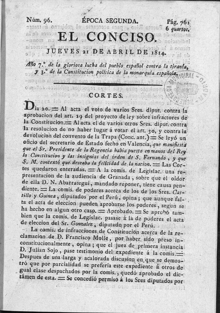 Miniatura de El Conciso del 21 de abril de 1814