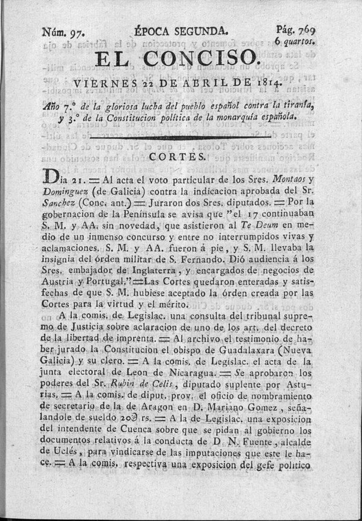 Miniatura de El Conciso del 22 de abril de 1814