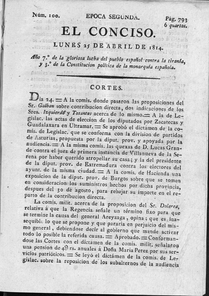 Miniatura de El Conciso del 25 de abril de 1814