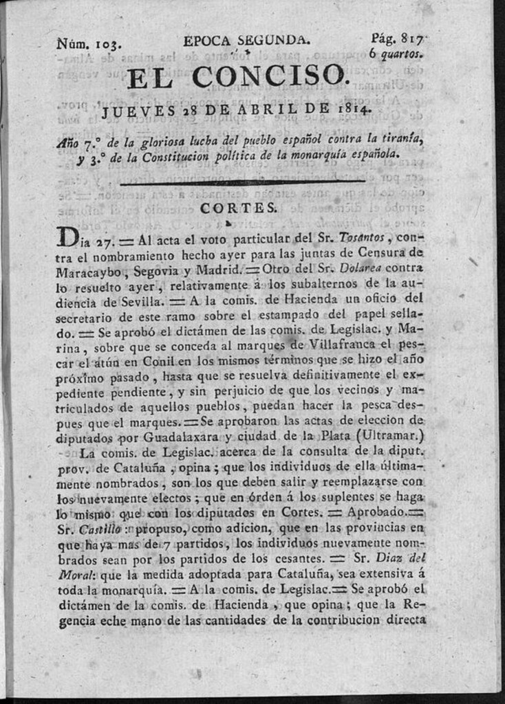Miniatura de El Conciso del 28 de abril de 1814