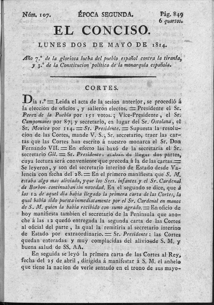 Miniatura de El Conciso del 2 de mayo de 1814