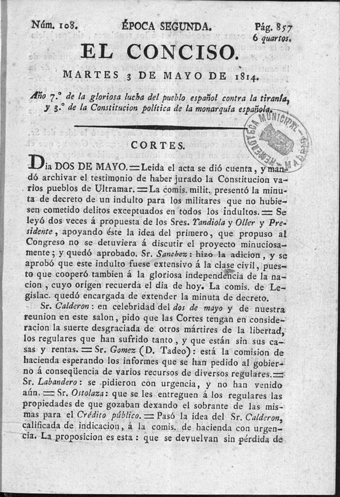 Miniatura de El Conciso del 3 de mayo de 1814