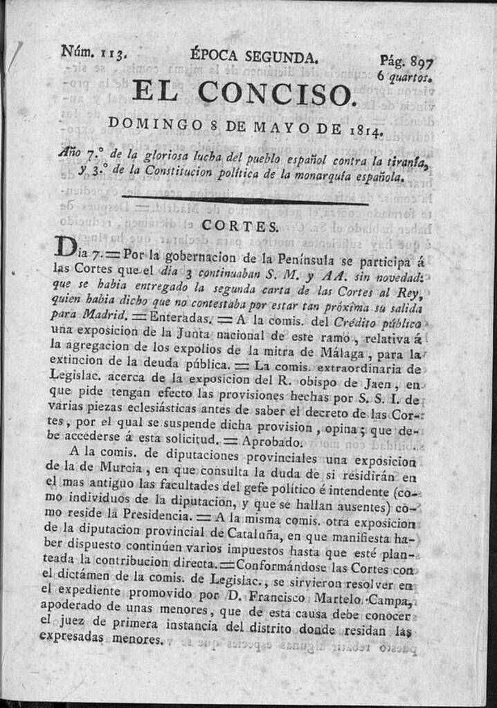 Miniatura de El Conciso del 8 de mayo de 1814
