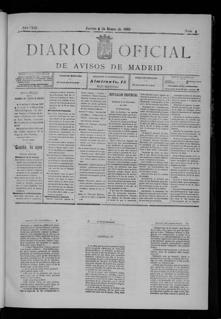 Miniatura de Diario Oficial de Avisos de Madrid del jueves 6 de enero de 1910